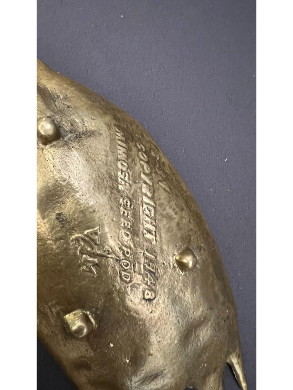 1948 Oscar JW Hanser Brass Mimosa Seed Pod Trinket Dish, Virginia Metalcrafters - Picture 3 of 4